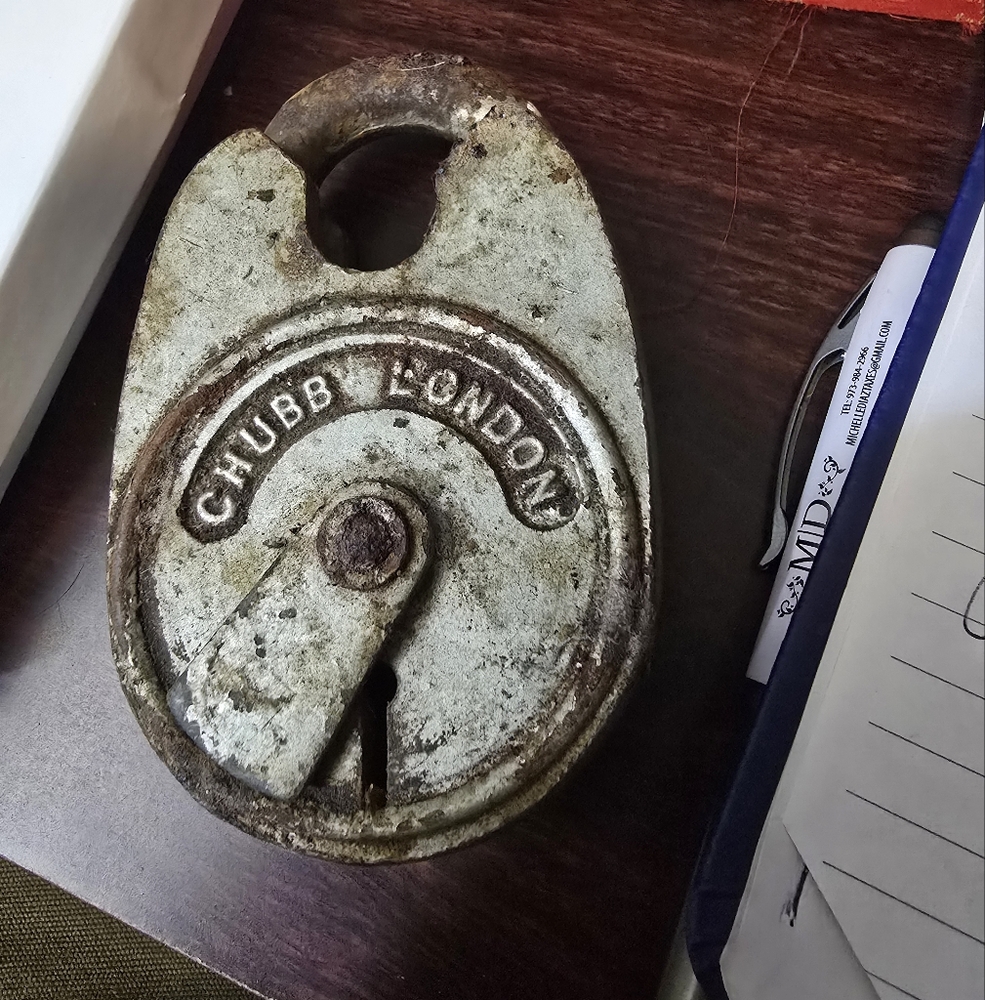 Vintage Heavy Duty Iron Chubb London Padlock Serial no 069 collectible pre 1890s